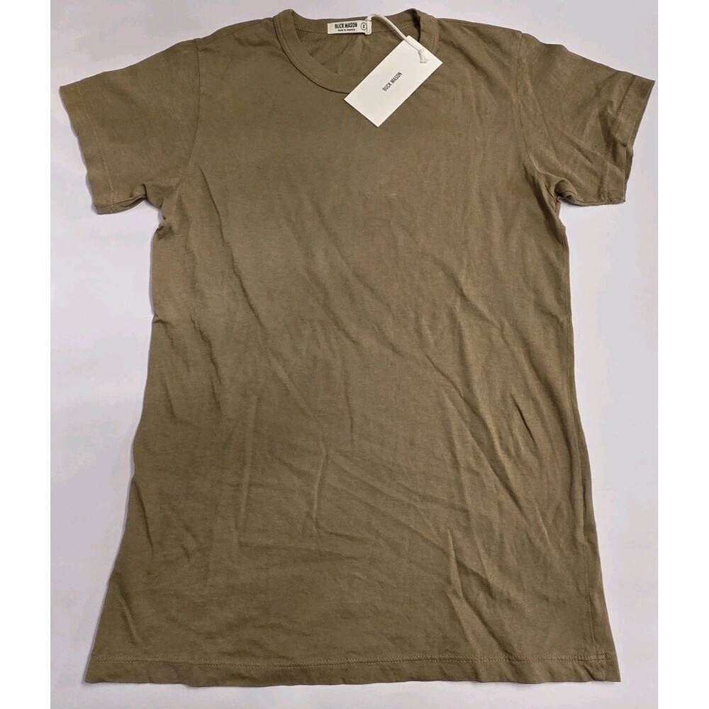 NWT Buck Mason Pima Slim Crew Tee Small Military Olive USA Made 100% Cotton